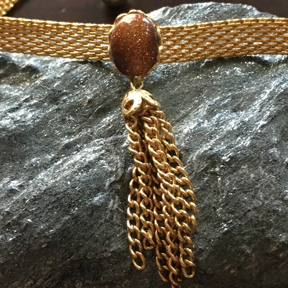Goldstone Tassel Choker - Picture 2 of 4